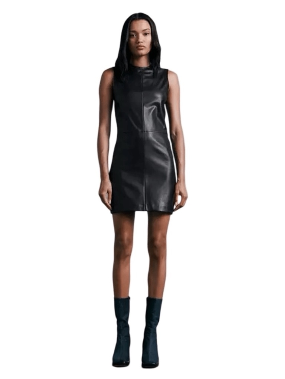 rag & bone Desta Black Faux Leather Shift Dress - Size 6